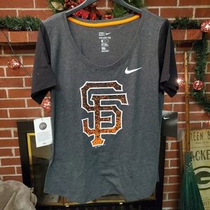 NWT San Francisco Giants Nike Women's Tri-Blend Scoop Neck T-Shirt -Black Medium